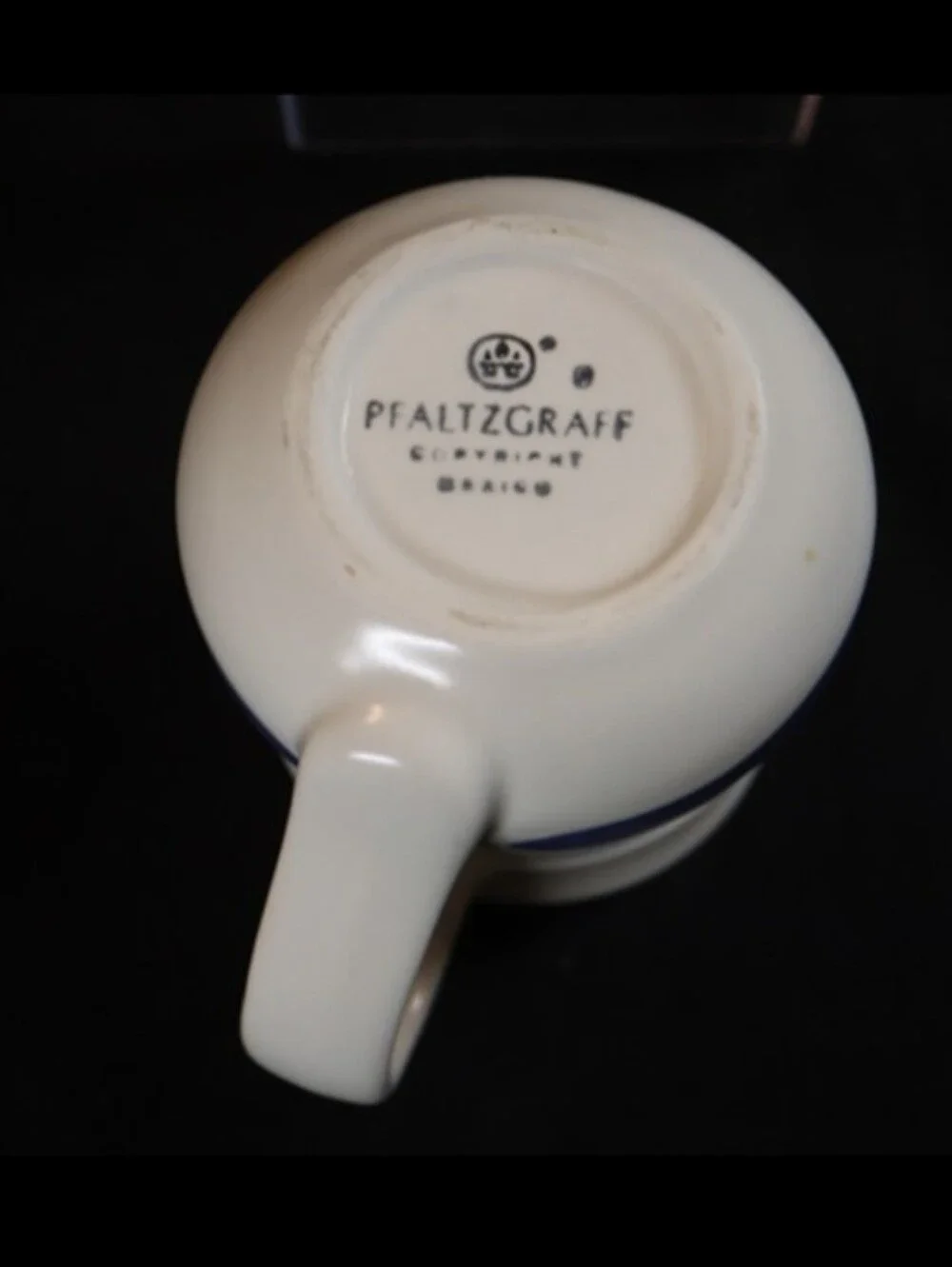 Pfalzgraff Rio Cream & Blue Striped Bands Stoneware Coffee/Tea Mug